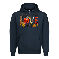 Navy mama's little love bug Zipper Hoodie - LillyAllenDesigns
