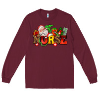 Burgundy nurse with Christmas Long Sleeve Tee - AdoDesignShop