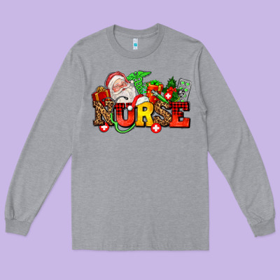 Nurse With Christmas Long Sleeve Tee Designed By Adodesignshop
