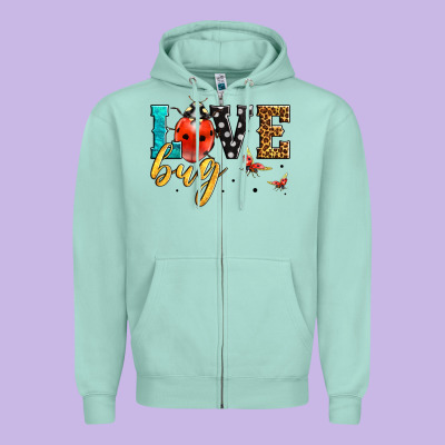 Love Bug Lady Bug Zipper Hoodie Designed By Lillyallendesigns