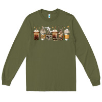 Army Green skeleton coffee cups Long Sleeve Tee - Jasminsmagicworld