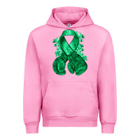 Fuchsia Pink Emerald green ribbon Liver Cancer boxing gloves Urban Hoodie - NancyCooperArtShop