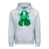 Heather Grey Emerald green ribbon Liver Cancer boxing gloves Urban Hoodie - NancyCooperArtShop