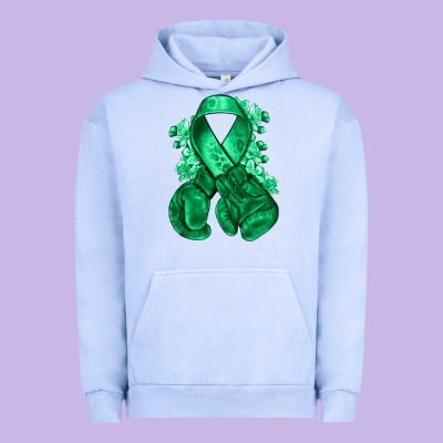 Emerald Green Ribbon Liver Cancer Boxing Gloves Urban Hoodie Designed By Nancycooperartshop