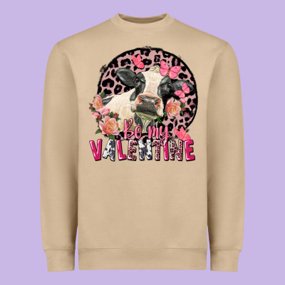 Be My Valentine Holstein Cow Valentine's Day Heavyweight Sweatshirt Designed By Fadigitalartstudio