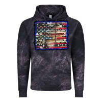 Cloud Black american flag with cowhide background Vintage Hoodie - RanaPortraitStore