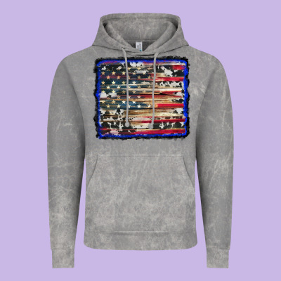 American Flag With Cowhide Background Vintage Hoodie Designed By Ranaportraitstore