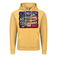 Vintage Mustard american flag with cowhide background Vintage Hoodie - RanaPortraitStore