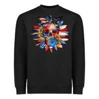 Black 4th of July sunflower skull 4th of july Heavyweight Sweatshirt - CowGirlArtShop