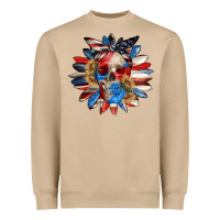 Mushroom 4th of July sunflower skull 4th of july Heavyweight Sweatshirt - CowGirlArtShop