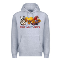 Heather Grey peace love country american texas flag boots Premium Hoodie - AdoDesignShop