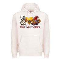 Pale Pink peace love country american texas flag boots Premium Hoodie - AdoDesignShop