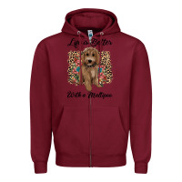 Burgundy life is better with a maltipoo Zipper Hoodie - BarkalooDesign