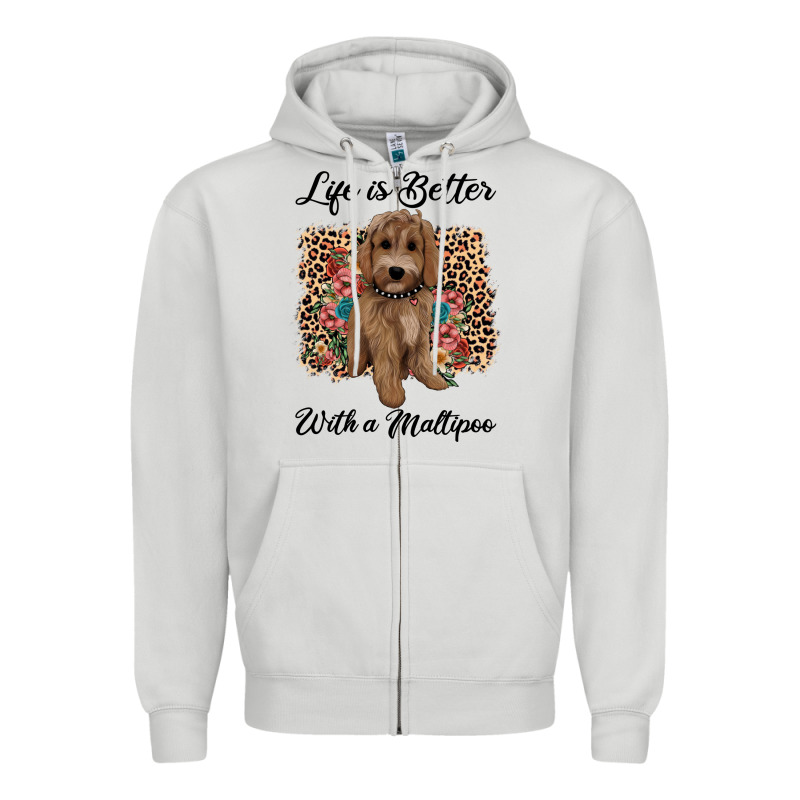 Life Is Better With A Maltipoo Zipper Hoodie by BarkalooDesign | Teevron