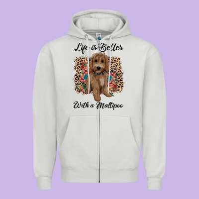 Life Is Better With A Maltipoo Zipper Hoodie Designed By Barkaloodesign