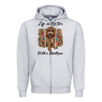 Heather Grey life is better with a maltipoo Zipper Hoodie - BarkalooDesign
