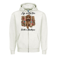 Oatmeal Heather life is better with a maltipoo Zipper Hoodie - BarkalooDesign