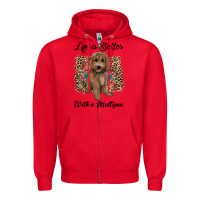 Red life is better with a maltipoo Zipper Hoodie - BarkalooDesign