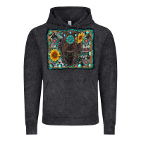 Vintage Black american bison wıth sunflower and gemstone Vintage Hoodie - RanaPortraitStore