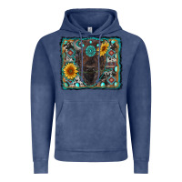 Vintage Denim american bison wıth sunflower and gemstone Vintage Hoodie - RanaPortraitStore