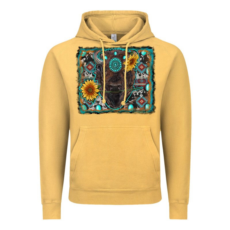 American Bison Wıth Sunflower And Gemstone Vintage Hoodie by RanaPortraitStore | Teevron