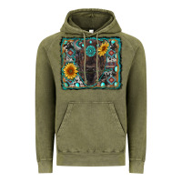 Vintage Olive american bison wıth sunflower and gemstone Vintage Hoodie - RanaPortraitStore