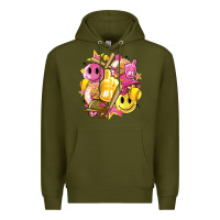 Army Green retro softball Premium Hoodie - Artiststas