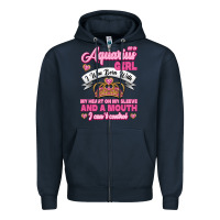 Navy As a Aquarius Girl I was Born with My Heart on my Sleeve and a mouth Zipper Hoodie - Jasminsmagicworld