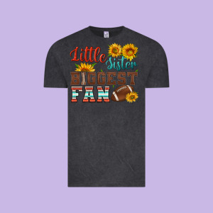 Little Sister Biggest Fan American Football Vintage Tee Designed By Hra Design Shop