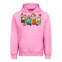 Fuchsia Pink Thankful Coffee Cups Urban Hoodie - texasbilliewilder