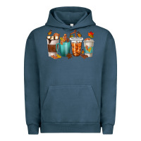 Pigment Midnight Navy Thankful Coffee Cups Urban Hoodie - texasbilliewilder