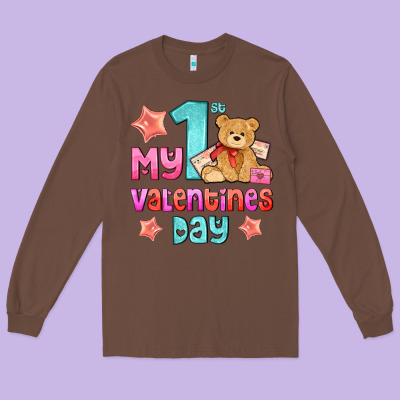 My First Valentines Day Long Sleeve Tee Designed By Adodesignshop