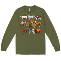Army Green western cowsand sunflowers Long Sleeve Tee - AdoDesignShop