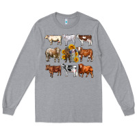 Heather Grey western cowsand sunflowers Long Sleeve Tee - AdoDesignShop
