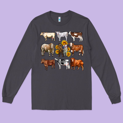 Western Cowsand Sunflowers Long Sleeve Tee Designed By Adodesignshop