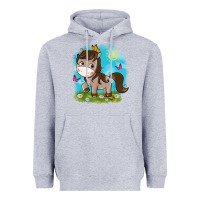 Heather Grey little cute horse Heavyweight Hoodie - NancyCooperArtShop