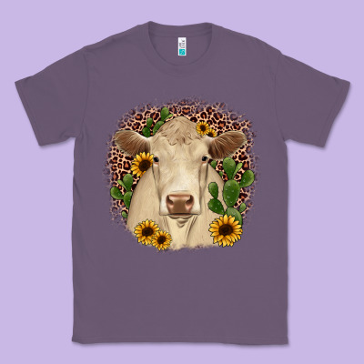 Charolais Leopard Cactus Sunflower Classic Tee Designed By Jahusdesignshop