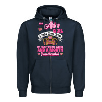 Navy As A Aries Girl I Was Born With My Heart On My Sleeve And A Mouth Zipper Hoodie - Jasminsmagicworld