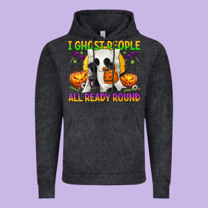 I Ghost People All Ready Round Vintage Hoodie Designed By Texasbilliewilder