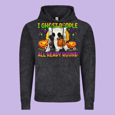 I Ghost People All Ready Round Vintage Hoodie Designed By Texasbilliewilder
