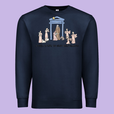 A Thrill Of Hope Nativity Premium Sweatshirt Designed By Maliassmallbusiness