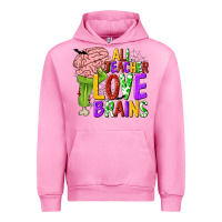 Fuchsia Pink All Teacher Love Brains Urban Hoodie - texasbilliewilder