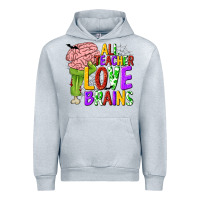 Heather Grey All Teacher Love Brains Urban Hoodie - texasbilliewilder