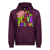 Mauve Wine All Teacher Love Brains Urban Hoodie - texasbilliewilder