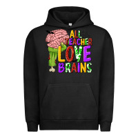Pigment Black All Teacher Love Brains Urban Hoodie - texasbilliewilder