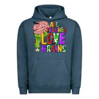 Pigment Midnight Navy All Teacher Love Brains Urban Hoodie - texasbilliewilder