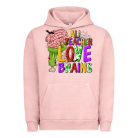 Pigment Salmon All Teacher Love Brains Urban Hoodie - texasbilliewilder