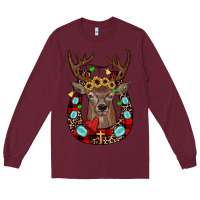 Burgundy christmas horseshoe Long Sleeve Tee - JahusDesignShop