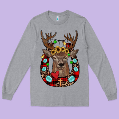 Christmas Horseshoe Long Sleeve Tee Designed By Jahusdesignshop