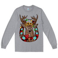 Heather Grey christmas horseshoe Long Sleeve Tee - JahusDesignShop